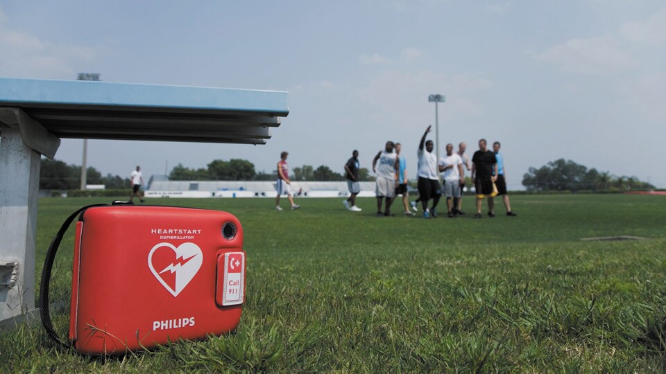AED at a soccer field